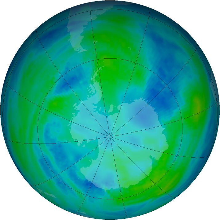 Antarctic ozone map for 27 April 1993